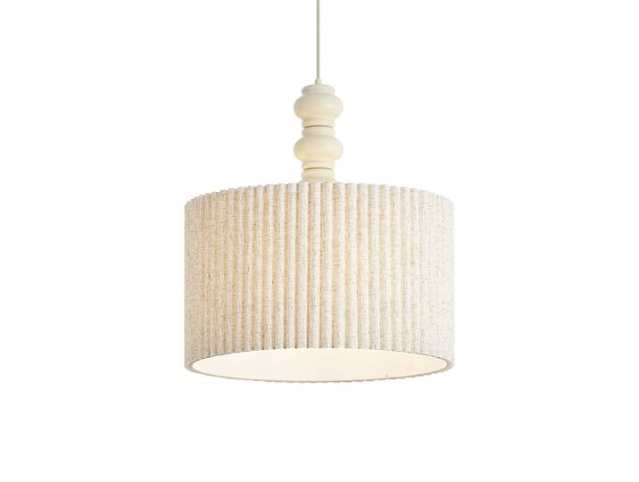 Suspension Japandi beige avec abat-jour en lin 50cm - Fedde