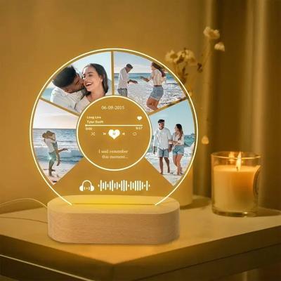 Inspired Living Custom Spotify Plaque Lamp Personalized Music Acrylic Frame Gift For Couples d 7 Colors Light Base