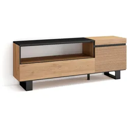 SKRAUT HOME Wohnzimmer TV-Schrank, Viel Stauraum, 150x35x57cm, Für TV-Geräte bis 65“, Industriedesign, Moderner Stil, Eiche _ 431_2