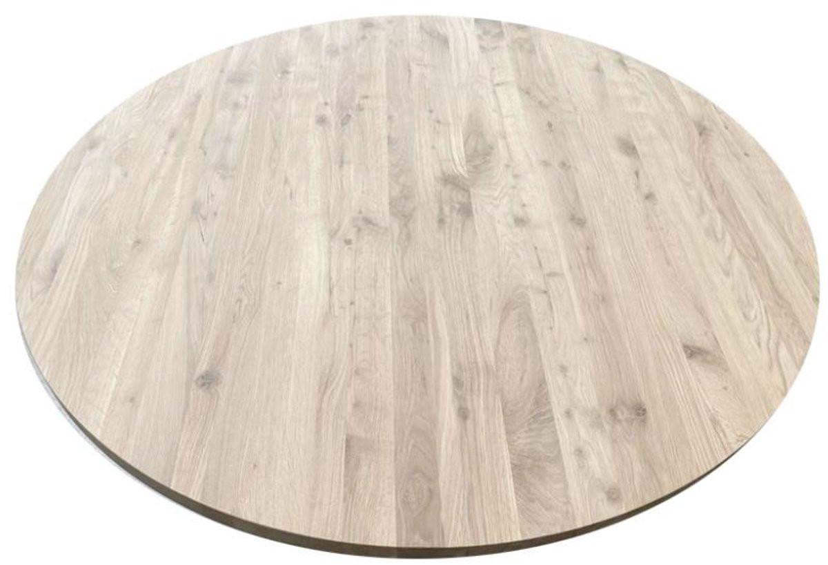 FLE Rond salon tafelblad van massief eikenhout, Diameter: 80 cm, Dikte: 4 cm