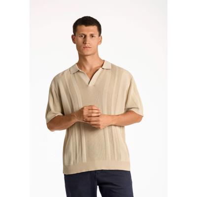 Poloshirt LINDBERGH "Poloshirt Oversize Fit", Herren, Gr. L, beige (lt stone), Obermaterial: 100% Baumwolle, oversize, Shirts