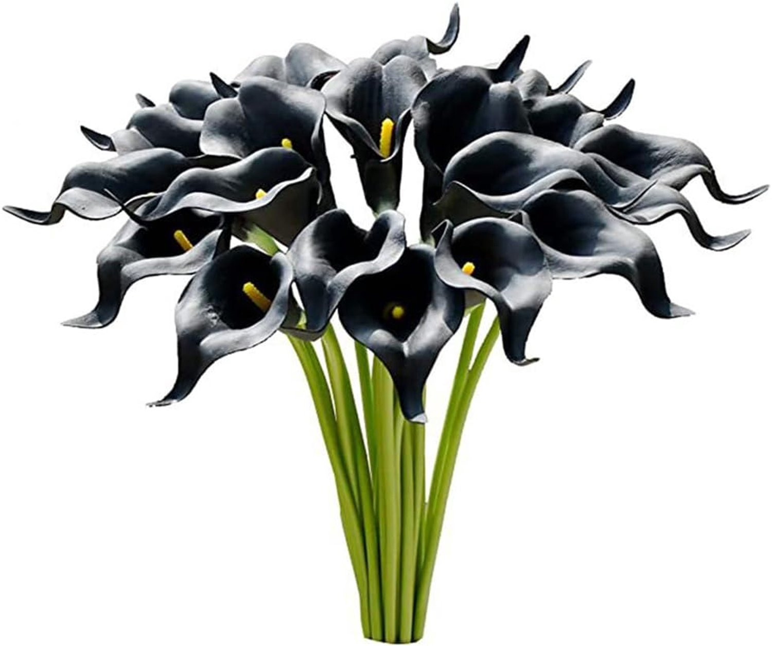 Zwarte Calla Lily kunstbloemen met realistische latex echt touch voor bruidsboeket en decoratie