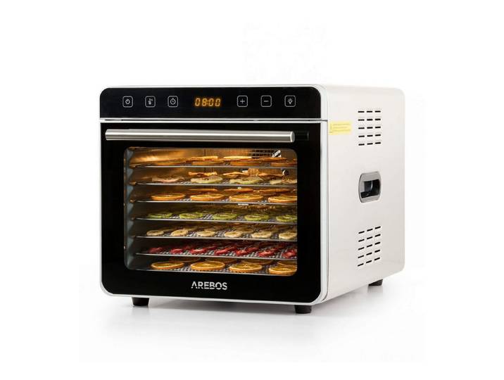 Arebos Dörrautomat Dörrgerät 19L mit Edelstahlgittern & Timer 700 W, 8 Etagen, 19 L Fassungsvermögen, 700 W Leistung
