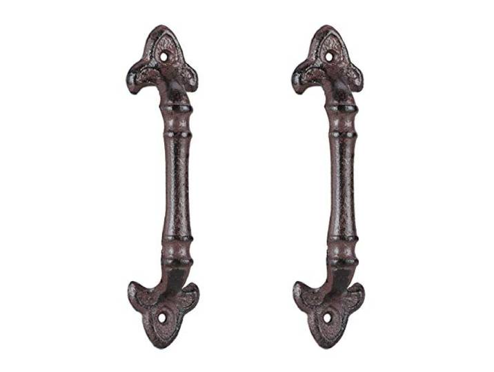 Relaxdays Poignée de meuble vintage\, lot de 2\, pour portes\, armoires & tiroirs\, fonte de fer\, 20 cm de long\, brun
