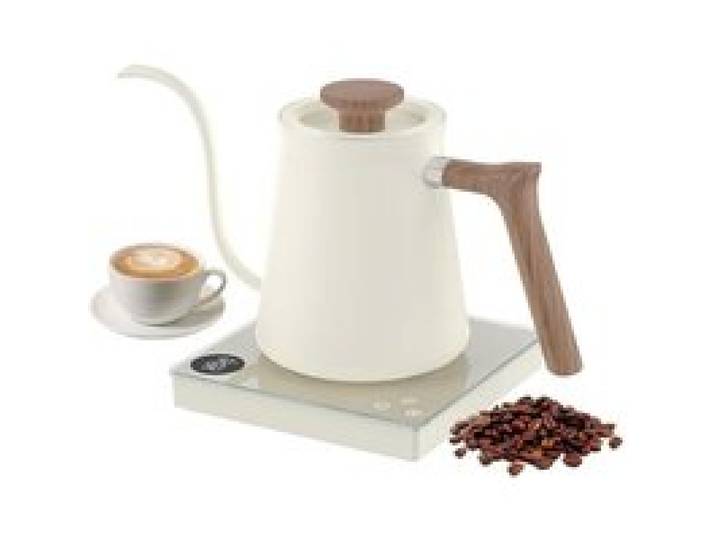 Bouilloire électrique à café 0.6L col de cygne avec température réglable de 40~100℃ 1000W ébullition rapide café acier inoxydable304