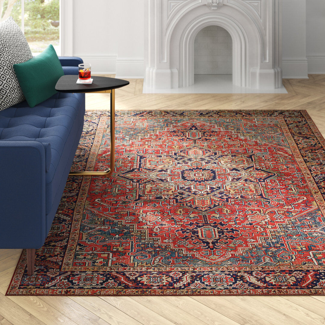 Mercury Cassiopeia Rectangle Damask Area Rug Red Rectangle 120 x 160cm