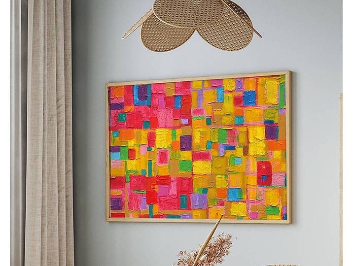 Bild Original Abstract Buche Massiv, lackiert Acrylglas Multicolor 63 x 83cm