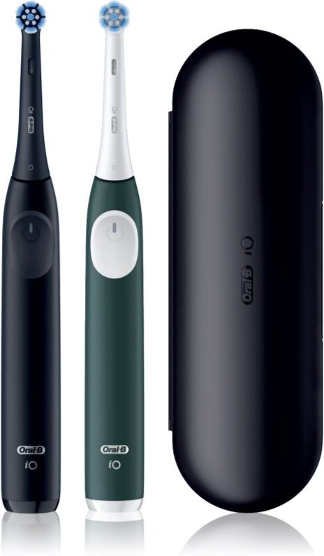 Oral-B iO2 Clean & Gentle brosse à dents électrique avec étui PACK DUO Matt Black & Forest Green