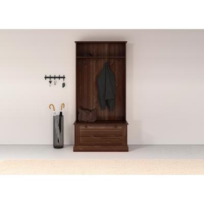 Kompaktgarderobe OTTO HOME "Liotta", braun, B:89cm H:180cm T:42cm, Massivholz, Schränke, Mit einer Klappe und 4 Kleiderhacken