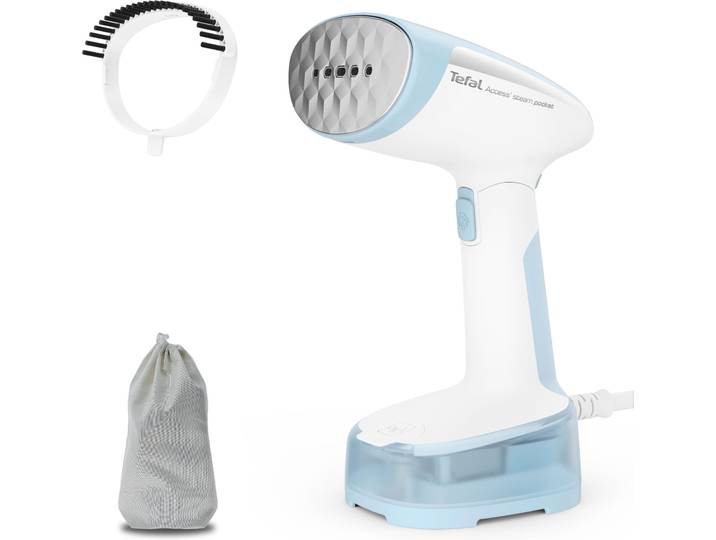 TEFAL Dampfbürste Access'Steam Pocket , weiß (blau, weiß), B:10,5cm H:22cm T:12,7cm, Bügeleisen, abklappbarer Bügelkopf, ultra leicht, 1300 W, 20 g/min Dampfabgabe, Dampfbürste