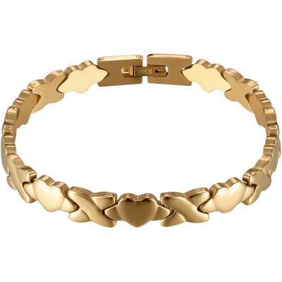 Armband FIRETTI "Schmuck Geschenk Edelstahl Armschmuck Gliederarmband X und Herz", gold (gelbgoldfarben), Armbänder, Damen, 19,8cm, Edelstahl, Armband