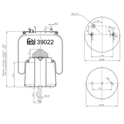 FEBI BILSTEIN Federbalg, Luftfederung Hinterachse rechts 39022