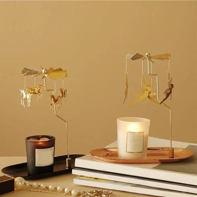 Uplift Treasures Gold Rotating Tealight Candle Holder without Tray 1