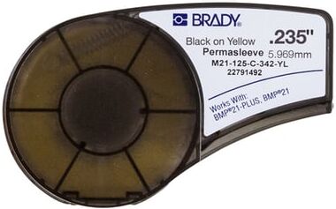 Brady M21-125-C-342-YL fita termo retrátil preto sobre amarelo 6,00 mm x 2,10 m