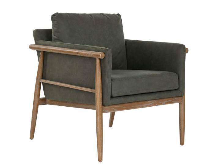 Fauteuil en bois et polyester vert 71x73x70 cm