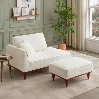Upholstered Chaise Lounge and Stool