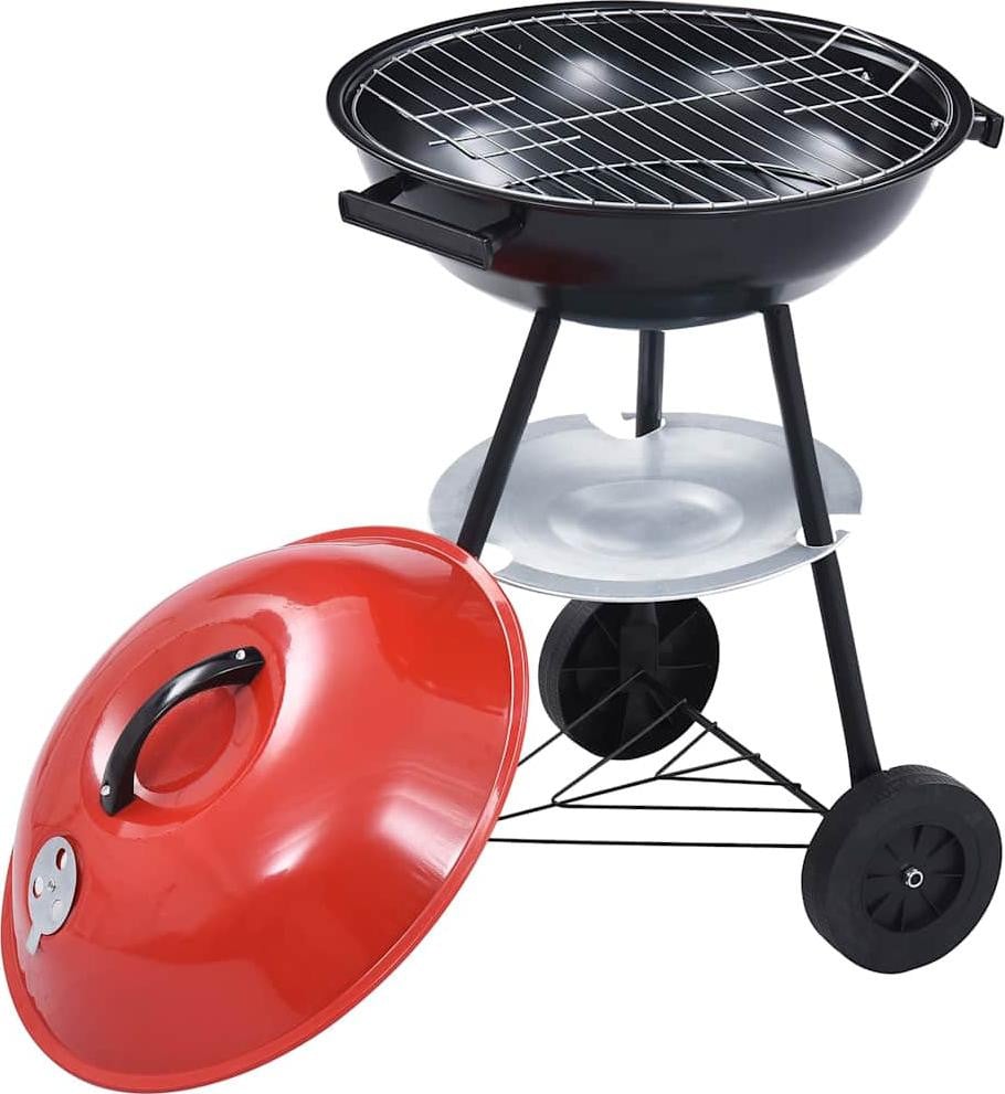 vidaXL Draagbare houtskoolgrill XXL met wielen voor in de tuin