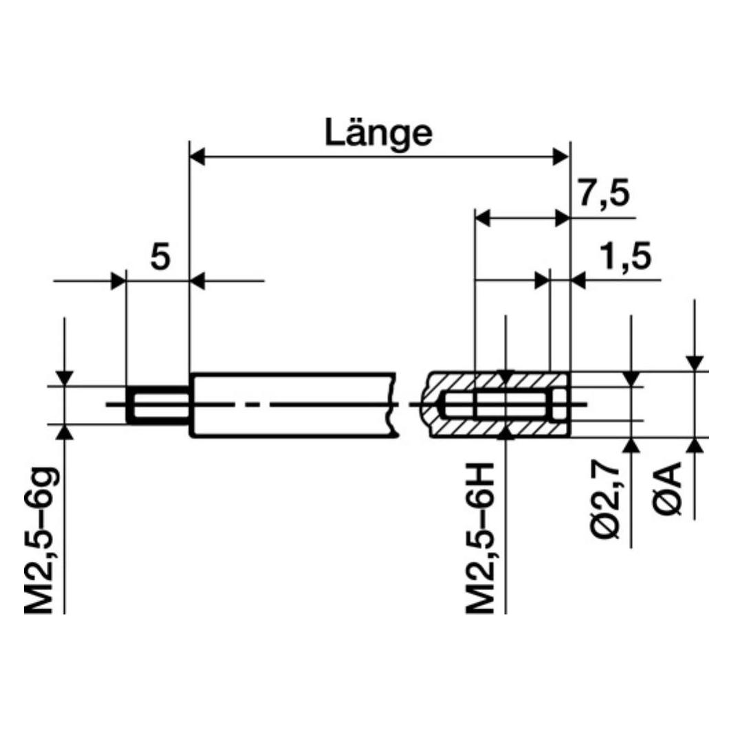 Käfer Verlängerungsstück Länge 50 mm Messbolzen-Ø 4 mm passend zu Messuhren (62511)