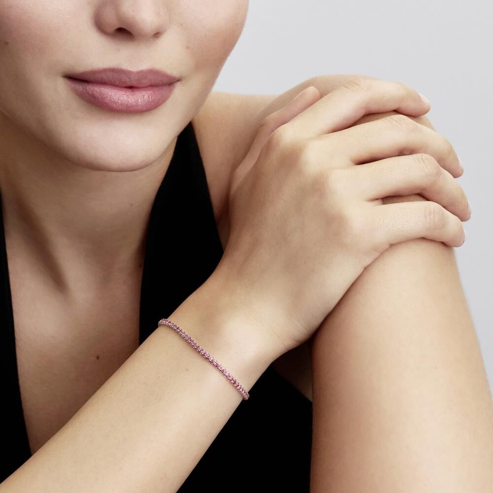 Pandora Timeless Damen Tennisarmband 925er Silber rosa Zirkonia silber