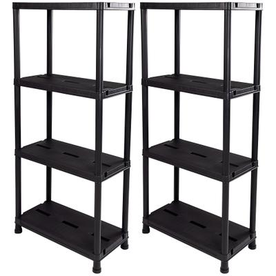 Steckregal ONDIS24, schwarz, B:120cm H:138cm T:30cm, Kunststoff, Regale, je 4 Fachböden, Kunststoff