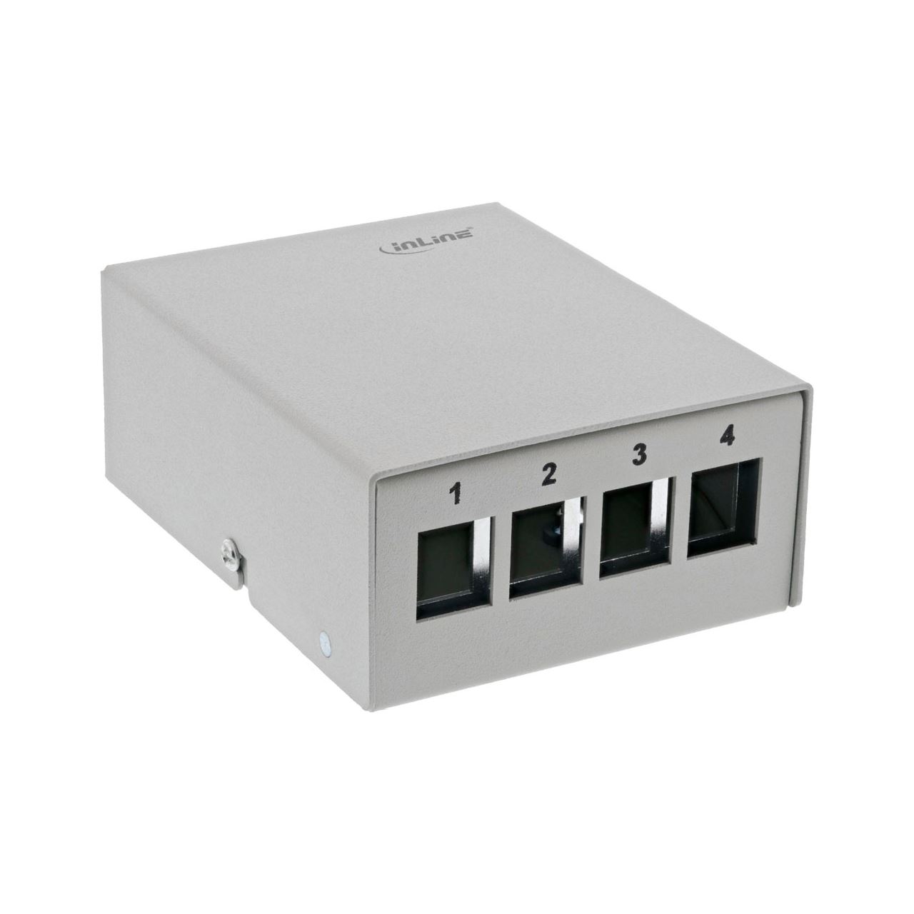 InLine Patchfeld-Dose Aufputz für 4x Keystone RJ45, Metall, lichtgrau RAL7035