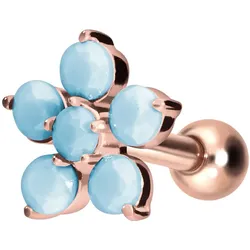 Titan Ohrpiercing mit Innengewinde BLUME + SYNTHETISCHE TÜRKISE