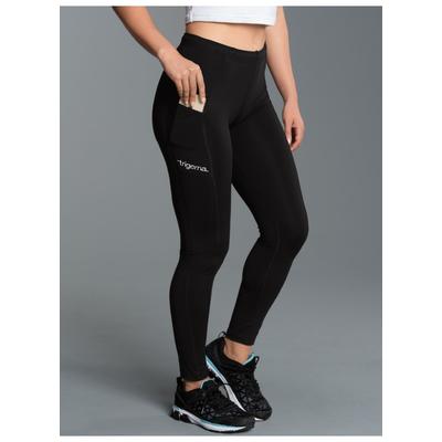 Jerseyhose TRIGEMA "TRIGEMA Sportleggings mit praktischer Tasche", Damen, Gr. M, Normalgrößen, schwarz, Mikrofaser, 85% Polyester, 15% Elasthan, Hosen Jerseyhose