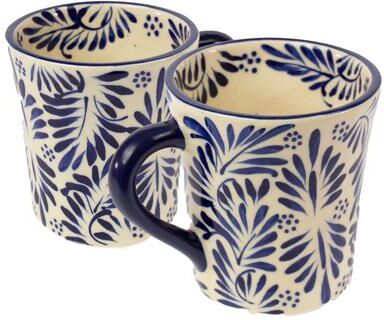 Global Crafts Encantada Mexican Handmade Pottery Set of 2 Mugs
