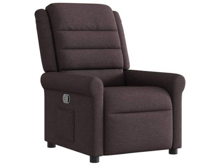 KTHLBRH Sessel, neigbar, dunkelbraun, aus 100 % Polyester Gestell aus Holz und Metall, Tragkraft 110 kg, Seitentasche, Neigung 135 °, Montage erforderlich