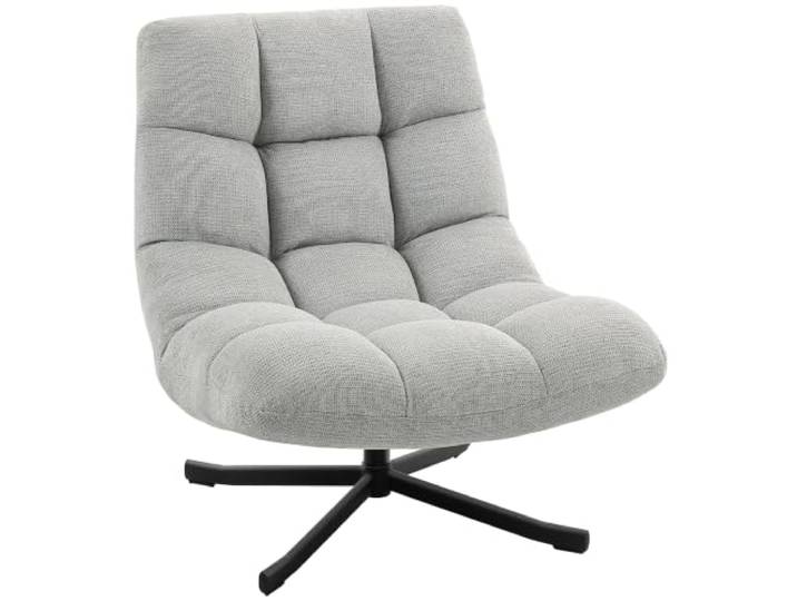HOMCOM Sessel Drehbar Loungesessel mit Breiter Sitzfläche Hellgrau Gepolsterter Relaxsessel, mit Chenille-Optik, gekreuzter Stahlbeine, Moderner Lesesessel