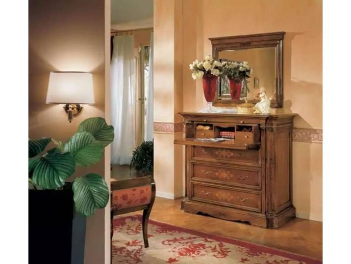 Xlmoebel Kommode Elegante Holz-Kommode mit Spiegel im italienischen Stil (Kommode + Spiegel, 1 St., Kommode + Spiegel), Hergestellt in Europa