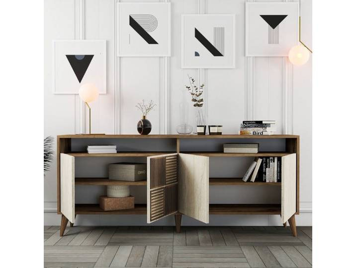 Buffet Roattos Dmora en bois beige marbré 180x35x78h cm