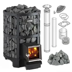 Set Holz-Saunaöfen Harvia Legend 240 Sl Mit Steine Und Schornsteinsystem