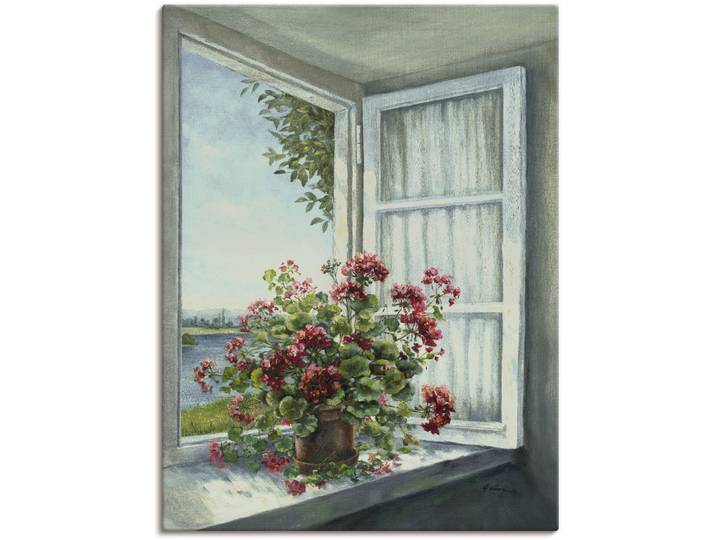 Wandbild ARTLAND Geranien am Fenster , weiss (farbe bild(er): weiß), B:60cm H:80cm, Bilder, Wandbild, als Leinwandbild, Poster in verschied. Grössen