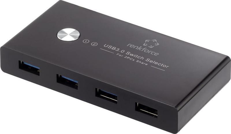 Renkforce RF-SHB-200 USB 3.2 Gen 1-switch met 4 poorten en USB-hub, zwart