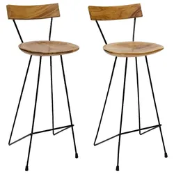 vidaXL Barhocker 2er-Set aus massivem Teakholz, Modell Atlas Soleil