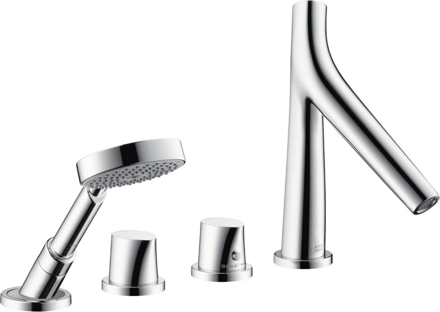 Hansgrohe Axor Starck Organic 4-Loch Wannenarmatur Fertigset für Wannenrand Chrom