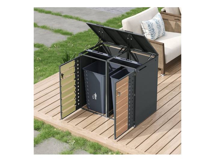 STILVORA Mülleimer mit Klappdeckel,trash storage compartments Mülltonnenbox mit Türen, Geeignet für verschiedene Einsatzbereiche im Außenbereich