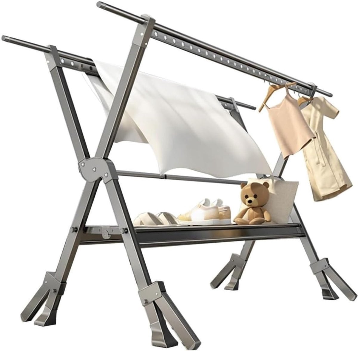 Opvouwbaar en intrekbaar wasrek van verdikt aluminium, 250 cm
