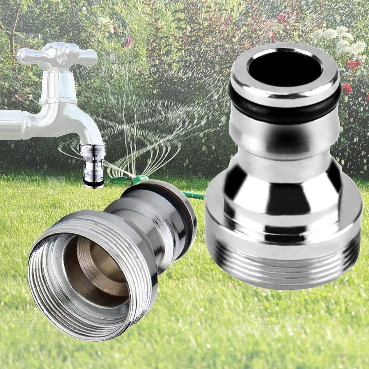 Quick coupling slangkoppeling adapter van messing in zilver voor eenvoudige aansluiting