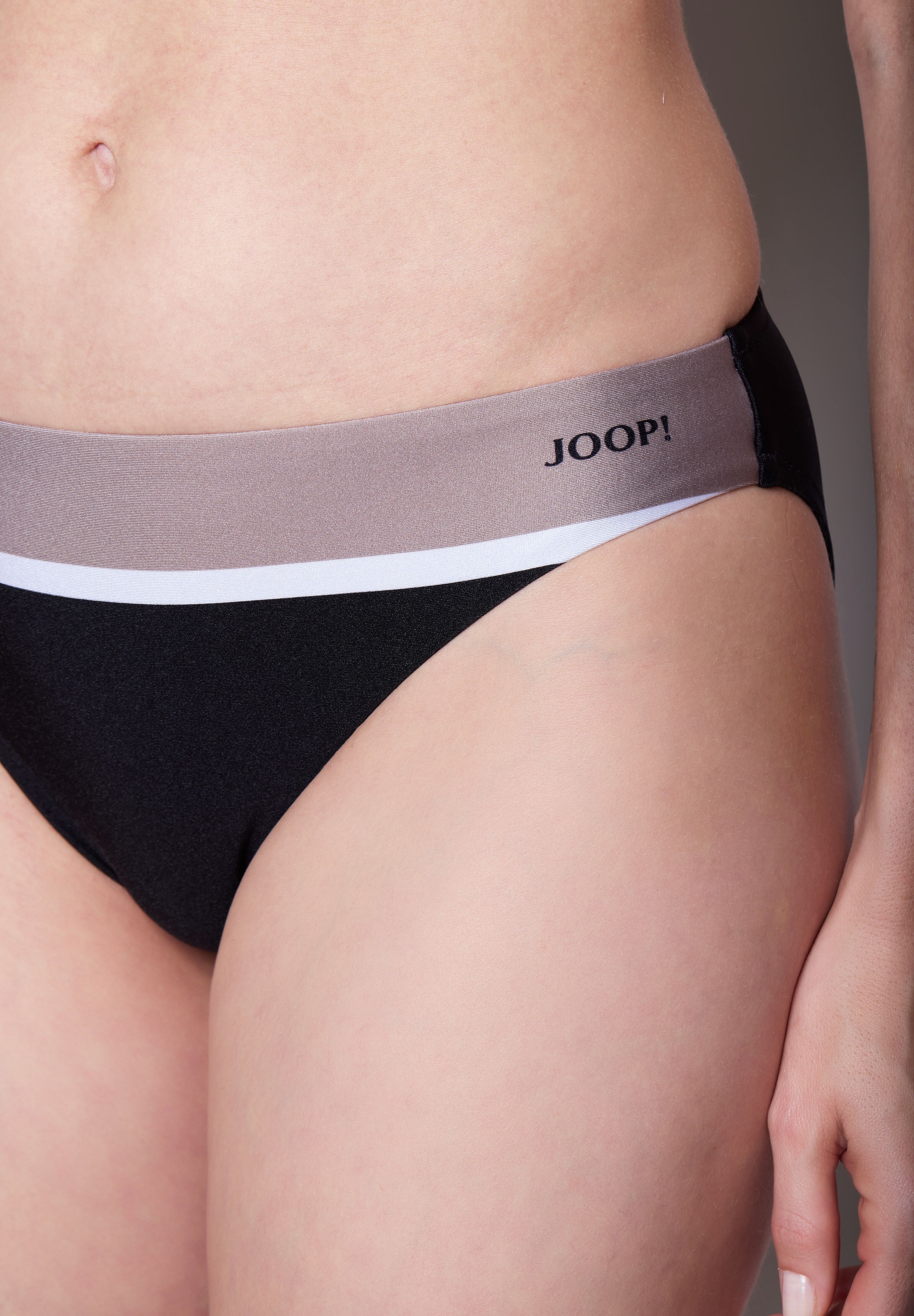 Joop! Bikini-Hose JOOP "Color Block", Damen, Gr. 34, N-Gr, schwarz (schwarz beauty), Obermaterial: 82% Polyamid, 18% Elasthan, Badehosen Bikini-Hose schwarz beauty 34, N-Gr