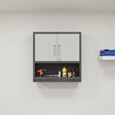 DEVERA Metal Wall-Mounted Tool Storage Cabinet with Locking Door