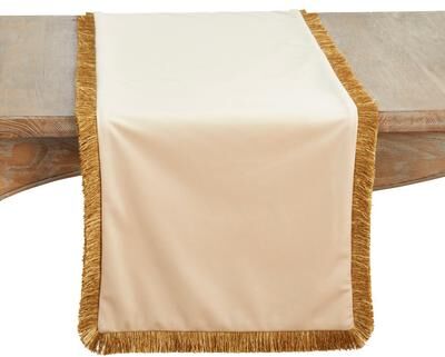 Saro Lifestyle Velvet Fringe Table Runner - Decorative Runner for Dining Tables, Glam Entertaining, Elegant Tablescapes and Luxe Home Decor