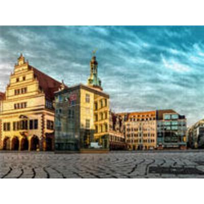 CALVENDO Puzzle Puzzel Leipzig Martplatz mit Spiegelung | 1000 Teile Lege-Größe 64x48cm Foto-Puzzle für glückliche Stunden