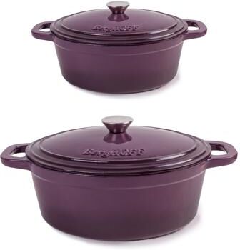BergHOFF Neo 4pc Cast Iron Cookware Set, 5qt. & 8qt., Purple