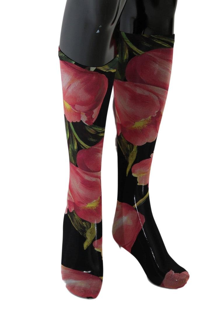 Dolce & Gabbana Mehrfarbige Blumige Tulpen-Nylon-Socken
