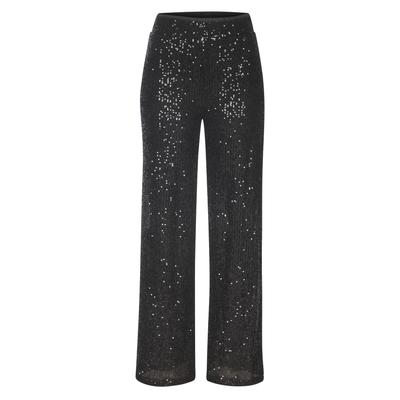 Schlupfhose LASCANA, Damen, Gr. 44, N-Gr, schwarz, Stoff, Obermaterial: 95% Polyester, 5% Elasthan. Futter: 100% Polyester, unifarben, festlich, figurumspielend lang, Hosen Schlupfhose, mit Pailletten, festlich