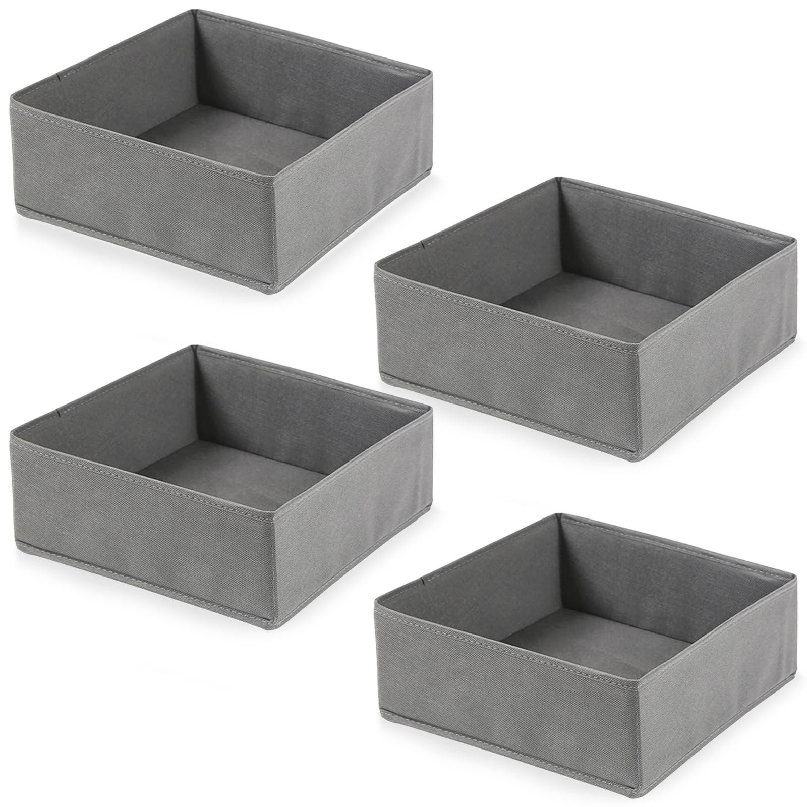 Set van 4 vouwbare en stapelbare kleding organizer boxes in solid textiel