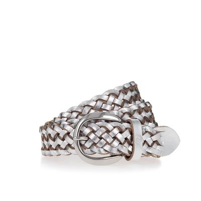 Flechtgürtel TAMARIS "Dana Silver", Damen, Gr. 90, silber, Leder, unifarben, Gürtel, mit moderner Flechtoptik, aus Leder, in jeder Länge schließbar