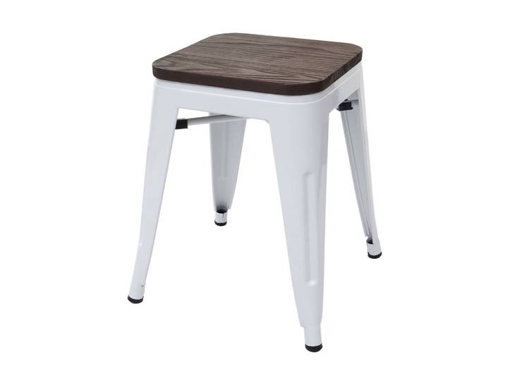 HOCKER INKL. HOLZ-SITZFLÄCHE Weiß